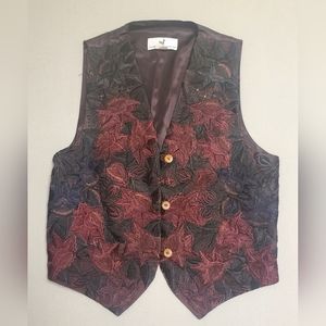 Peruvian Connection Women's Vest Size M Floral Embroidered Floral Vintage Y2K